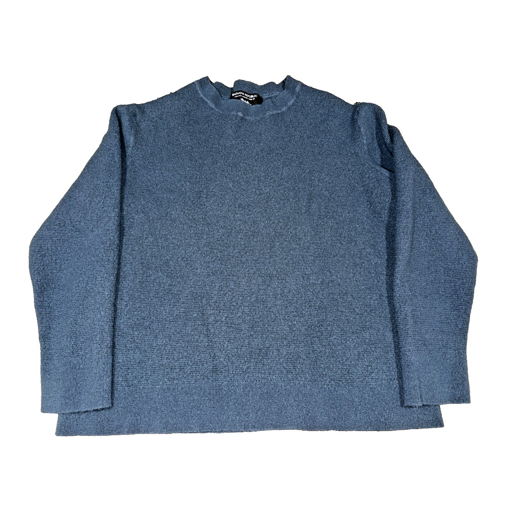 Banana Republic Italian Merino Wool Sweater XL Blue Textured Crewneck